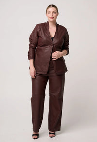 Once Was Calypso Genuine Leather Panneled Blazer