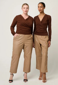 Once Was Aster Stretch Wrap Top - Mocha
