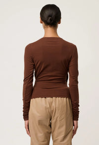 Once Was Aster Stretch Wrap Top - Mocha