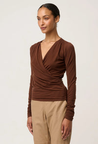 Once Was Aster Stretch Wrap Top - Mocha