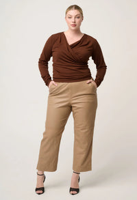 Once Was Aster Stretch Wrap Top - Mocha