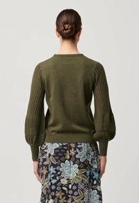 Once Was - Eastyn Merino Wool Cotton Blend Knit in Moss Green
