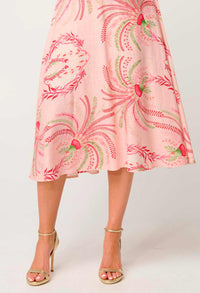 Once Was - Estrella Linen Viscose Yoke Skirt Palmarosa