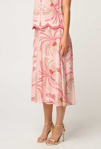 Once Was - Estrella Linen Viscose Yoke Skirt Palmarosa