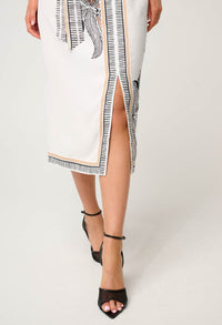 Once Was - Zenobia Contrast Trim Viscose Skirt - Ivory Casablanca