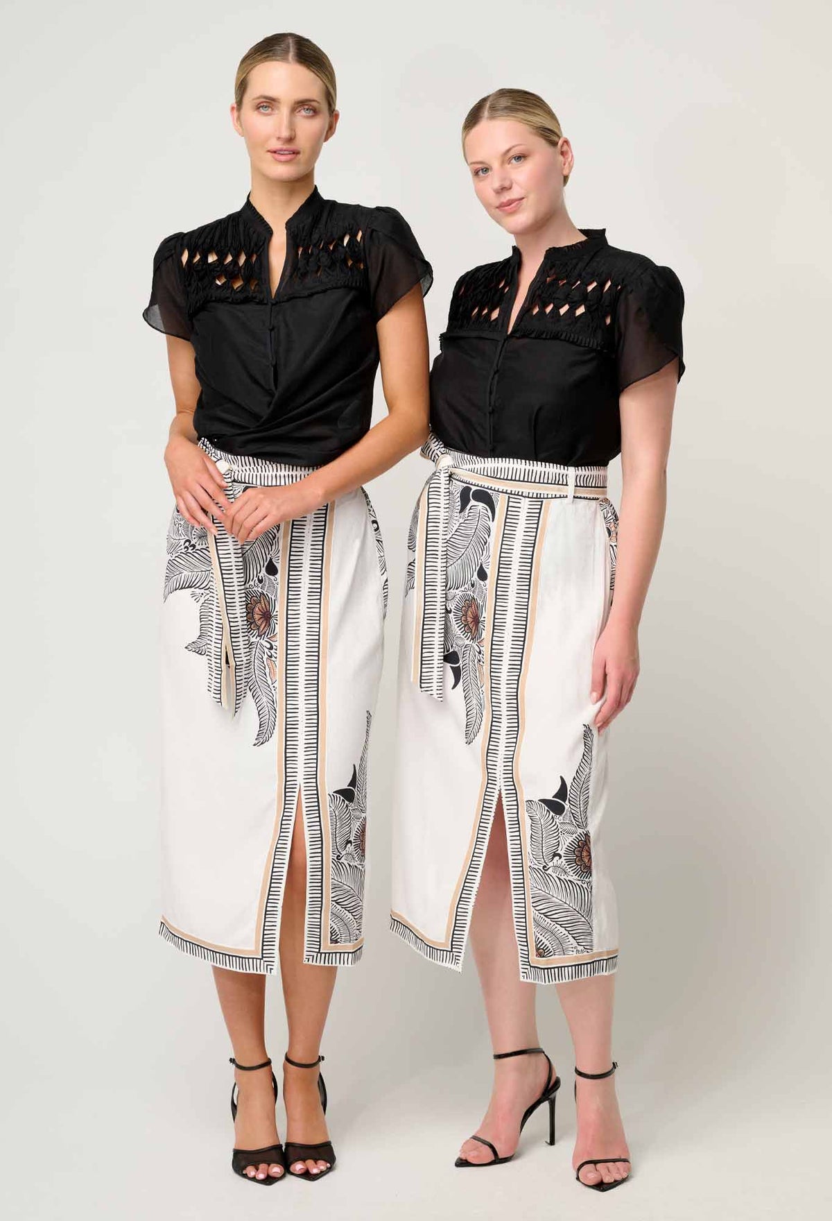 Once Was - Zenobia Contrast Trim Viscose Skirt - Ivory Casablanca