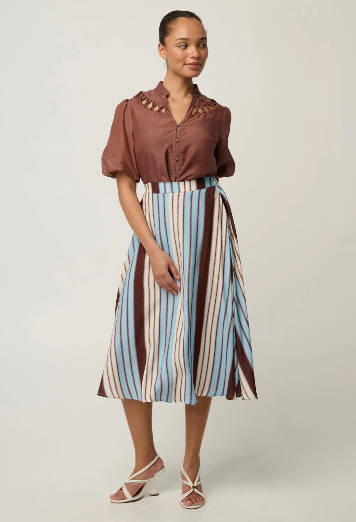 Once Was - Iris Viscose Blend Skirt - Iridescent Stripe