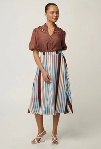Once Was - Iris Viscose Blend Skirt - Iridescent Stripe
