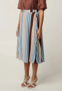 Once Was - Iris Viscose Blend Skirt - Iridescent Stripe