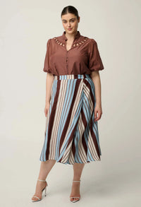 Once Was - Iris Viscose Blend Skirt - Iridescent Stripe