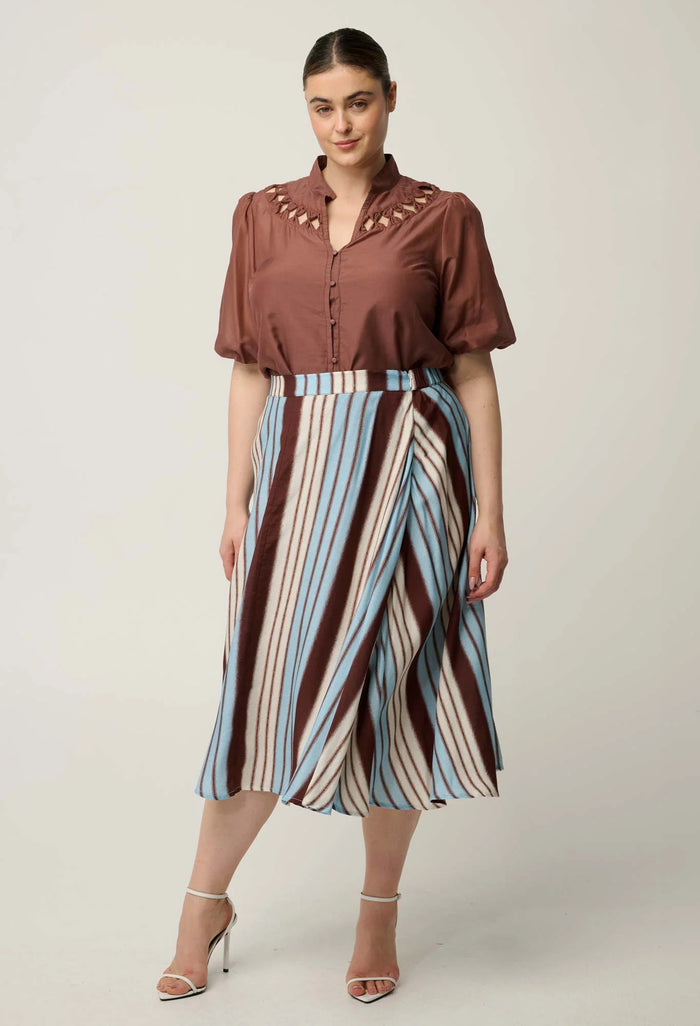 Once Was - Iris Viscose Blend Skirt - Iridescent Stripe