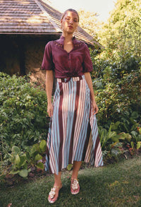 Once Was - Iris Viscose Blend Skirt - Iridescent Stripe