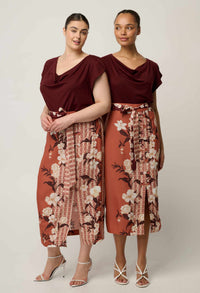 Once Was Adria Skirt Amber Vine - shown on two models