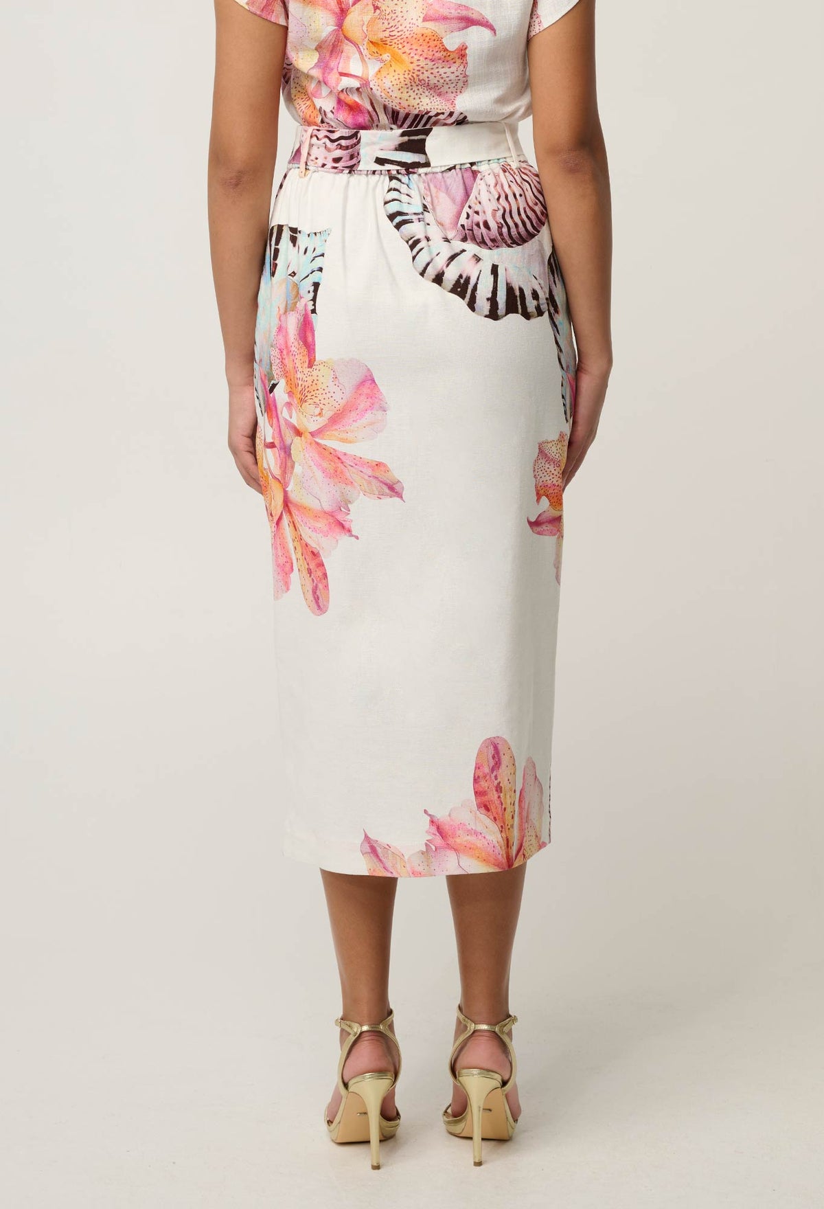 OnceWas Adria Printed Midi Skirt in Nautilus Bloom