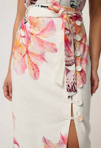 OnceWas Adria Printed Midi Skirt in Nautilus Bloom