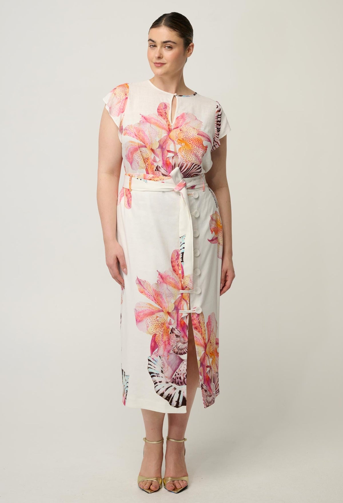 OnceWas Adria Printed Midi Skirt in Nautilus Bloom
