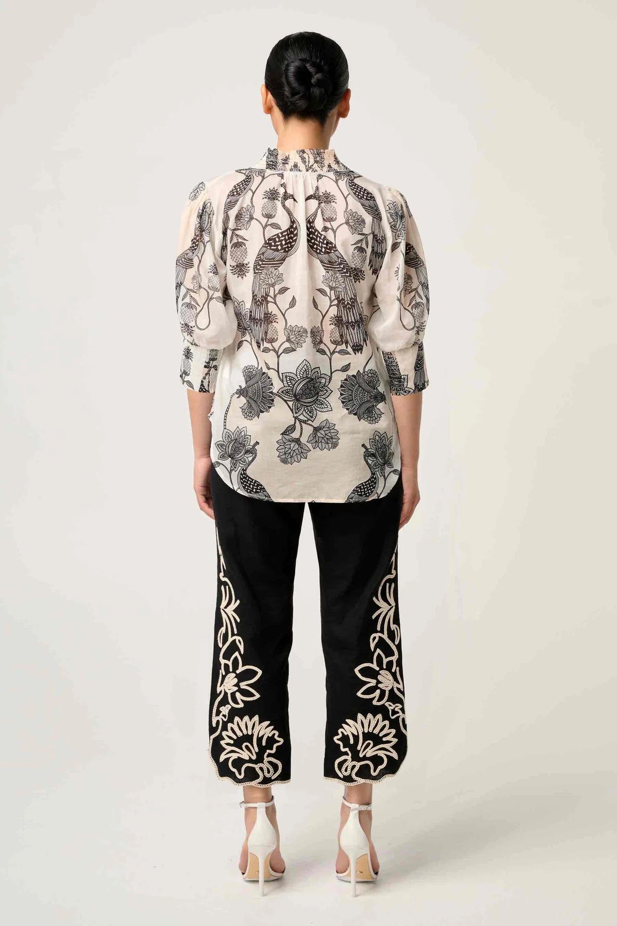 Once Was - Oleander Placement Cotton Silk Print Blouse - IMPERIAL STONE