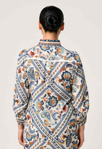 Once Was - Alexis Linen Viscose Fringe Shirt in Petinos Floros