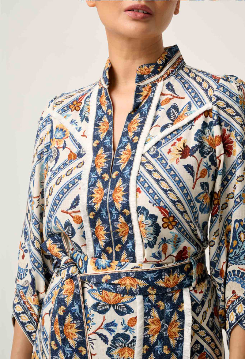 Once Was - Alexis Linen Viscose Fringe Shirt in Petinos Floros