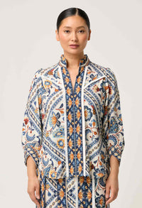 Once Was - Alexis Linen Viscose Fringe Shirt in Petinos Floros
