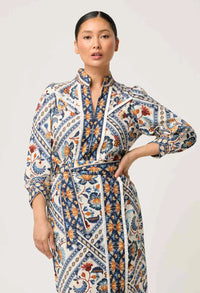 Once Was - Alexis Linen Viscose Fringe Shirt in Petinos Floros