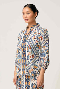 Once Was - Alexis Linen Viscose Fringe Shirt in Petinos Floros