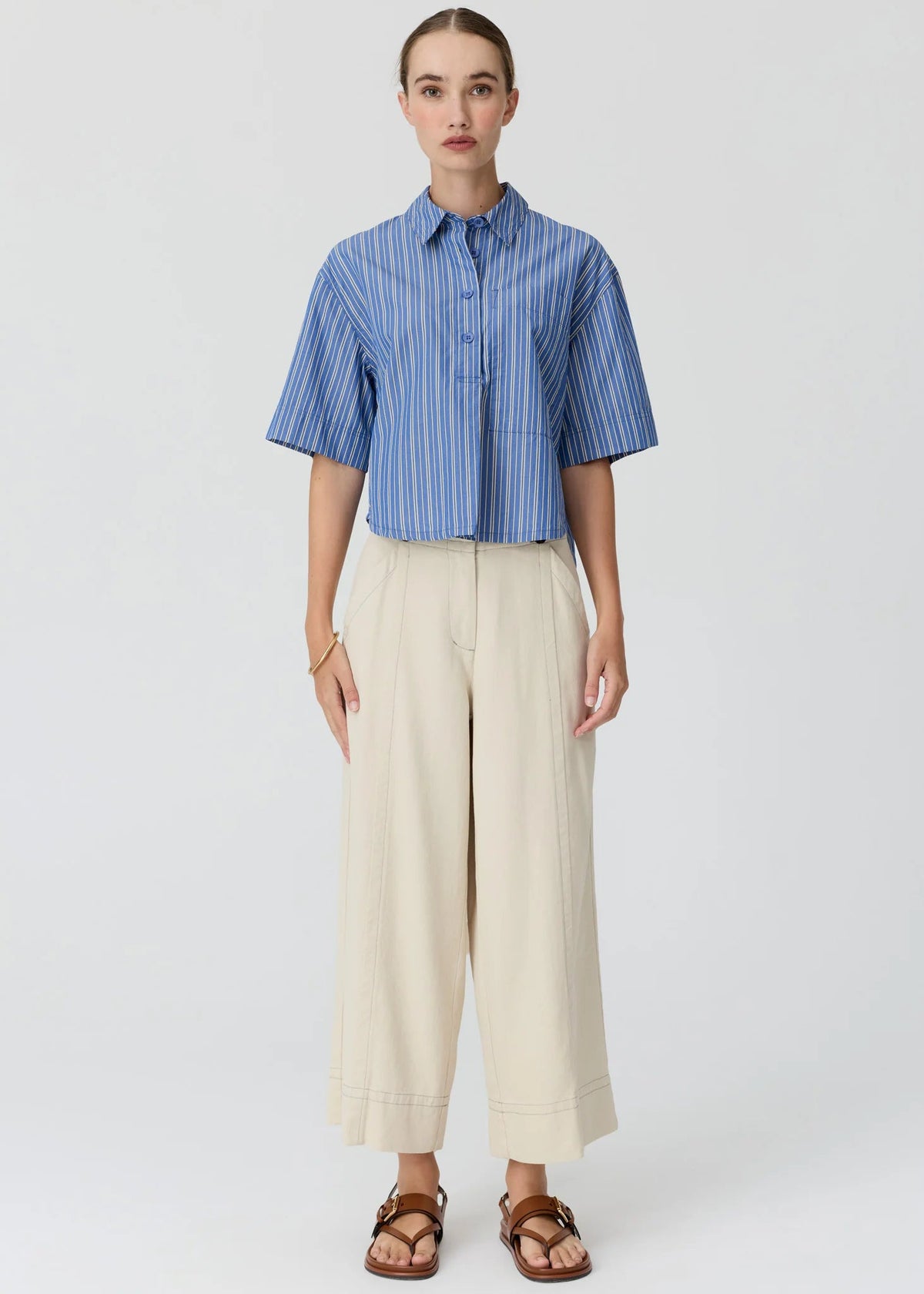 POL Aubin Camp Shirt Blue/Butter front