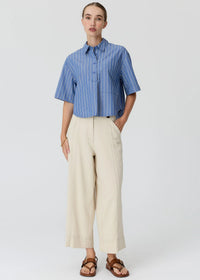POL Aubin Camp Shirt Blue/Butter styled