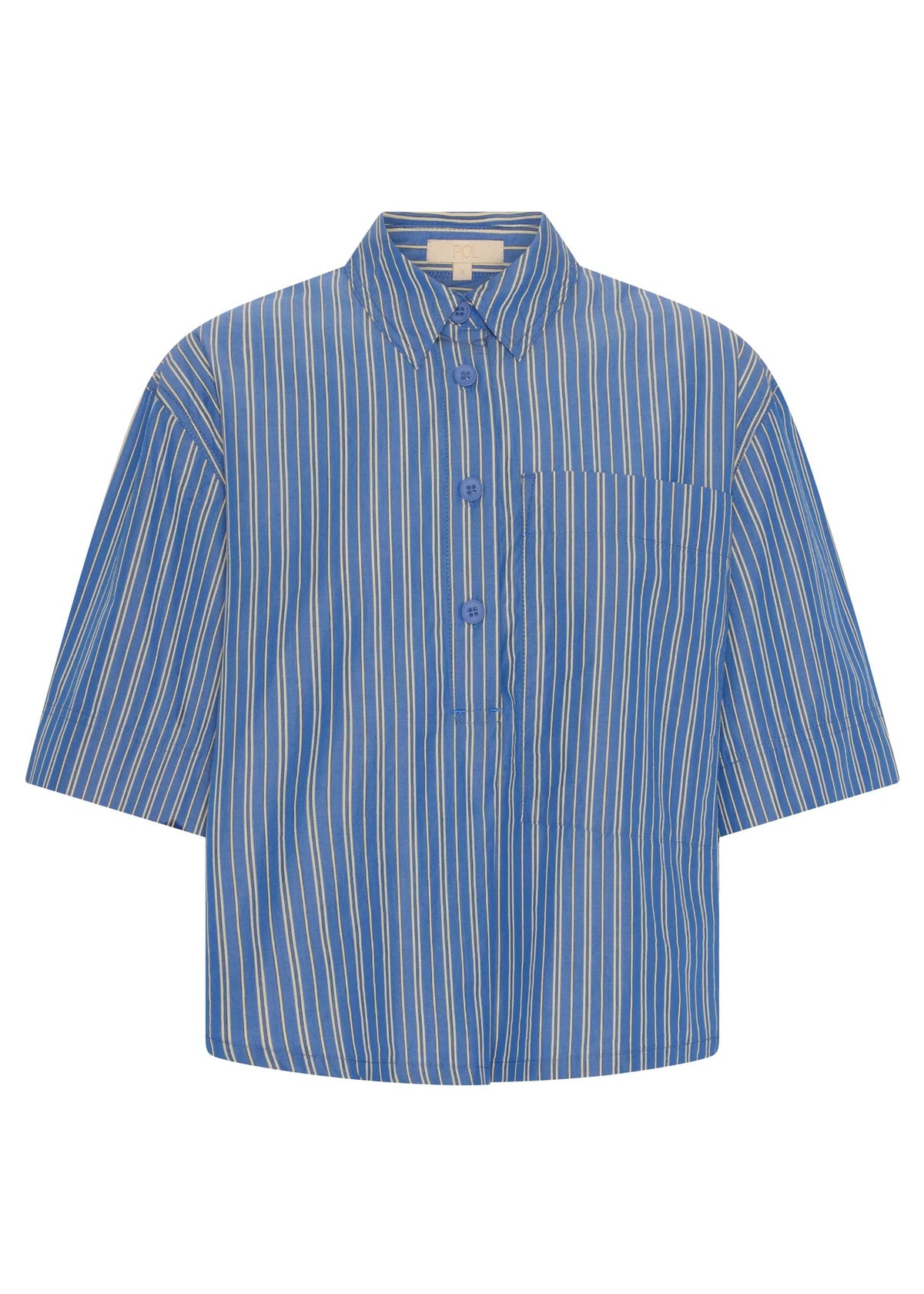 POL Aubin Camp Shirt Blue/Butter flat lay