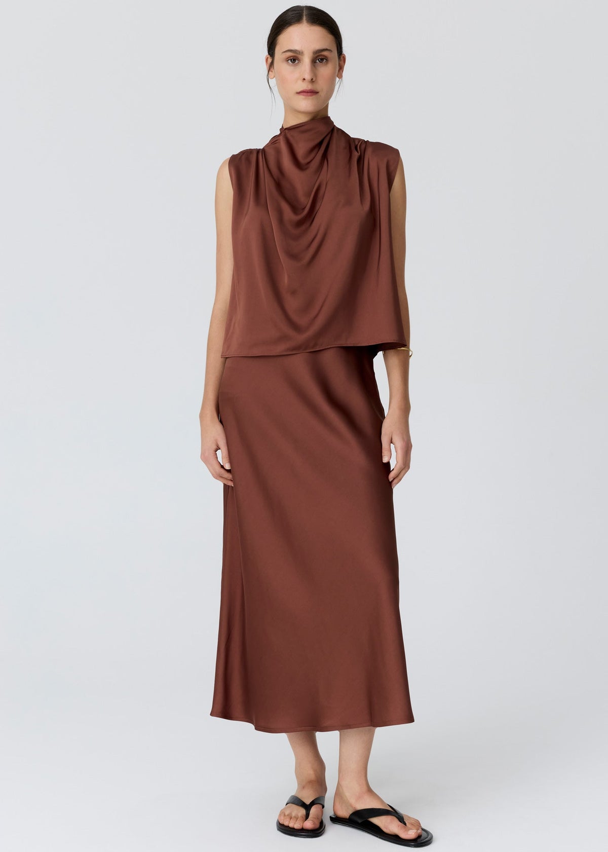 POL Innes Bias Skirt in Toffee
