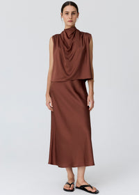 POL Innes Tie Neck Top Toffee side