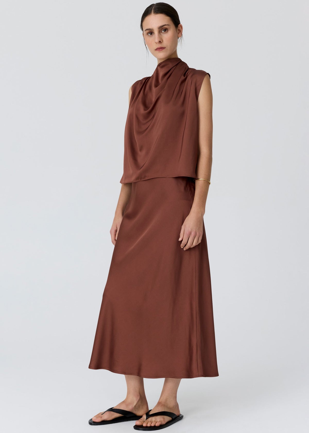 POL Innes Bias Skirt Toffee side