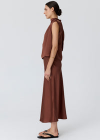 POL Innes Bias Skirt Toffee back