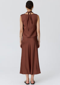 POL Innes Tie Neck Top Toffee close up