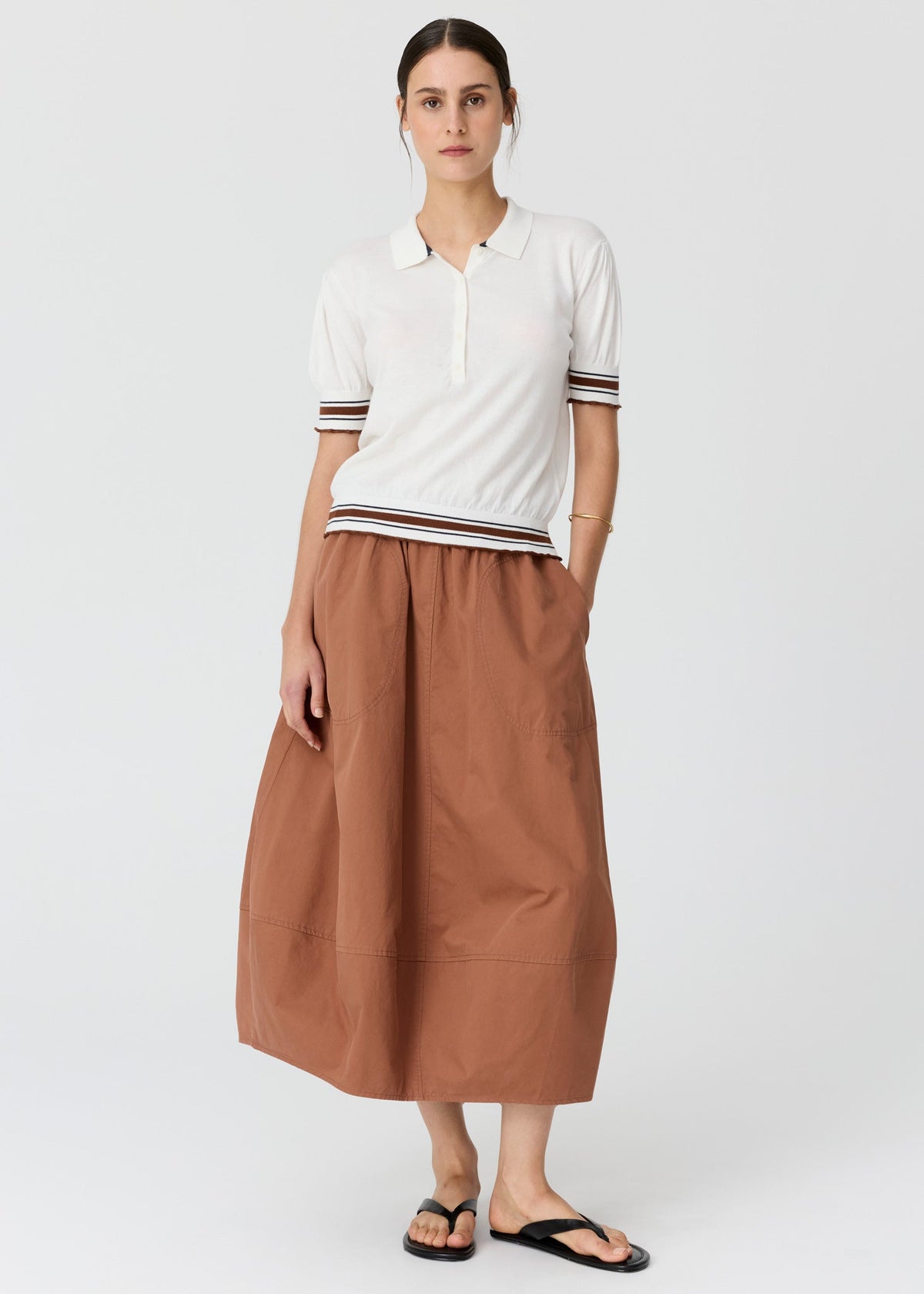 POL Dahlia Knit Polo White/Toffee side