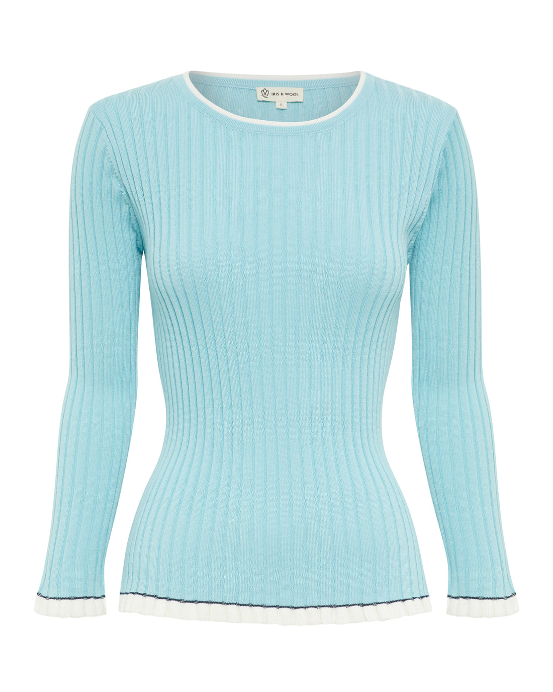 Audrey Wool Rib Top - Ice Blue