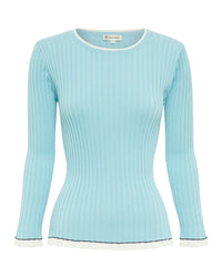 Audrey Wool Rib Top - Ice Blue