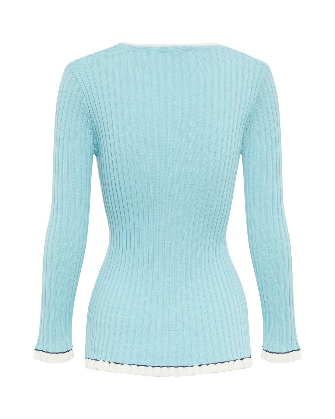 Audrey Wool Rib Top - Ice Blue