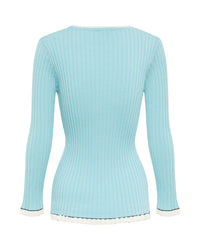 Audrey Wool Rib Top - Ice Blue