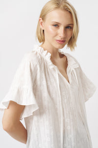 Kireina - Patricia Shirt - White with White Flower