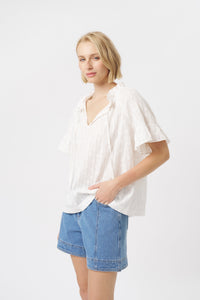 Kireina - Patricia Shirt - White with White Flower