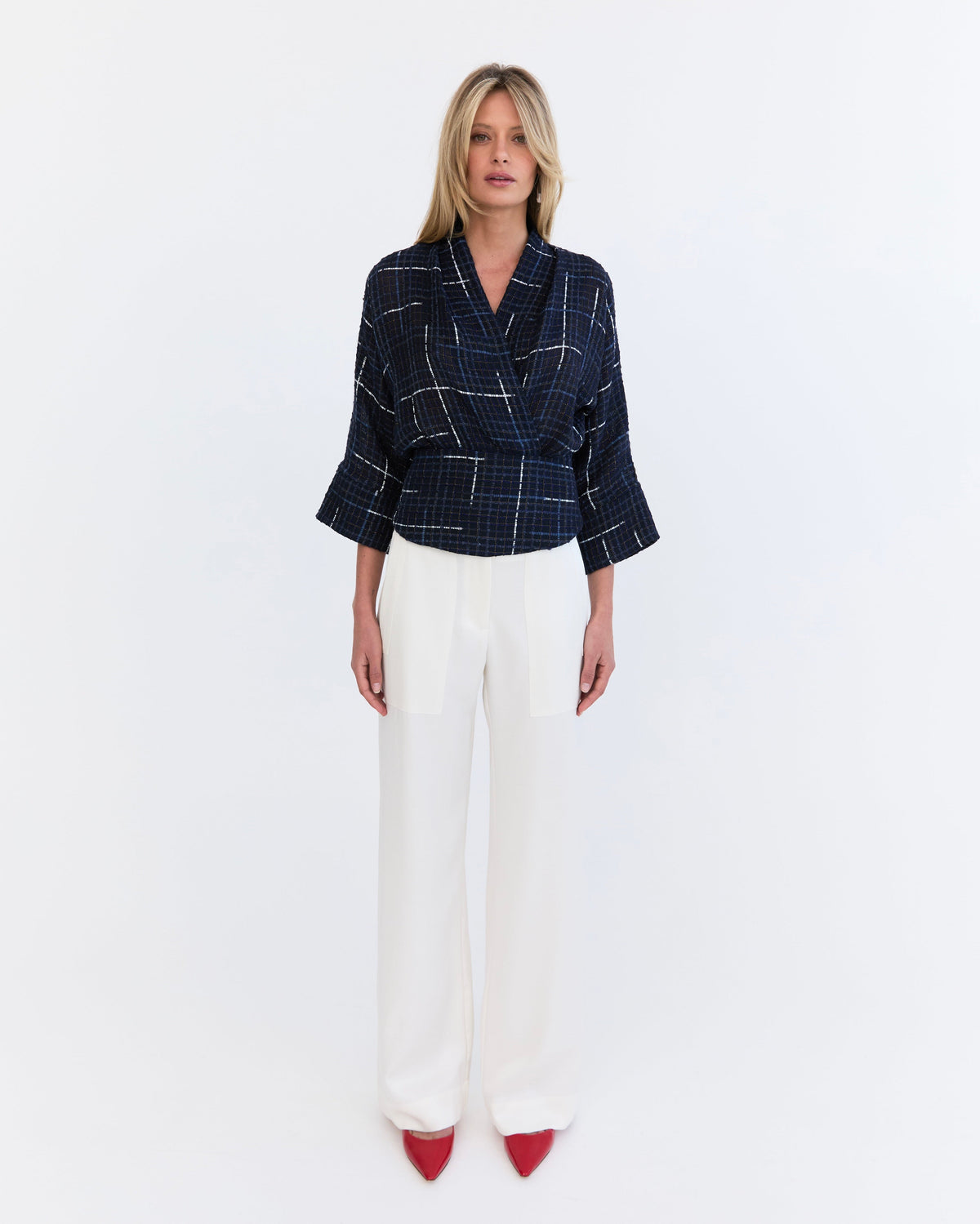 Eder by Anna Marlene Pant in ivory silk wool