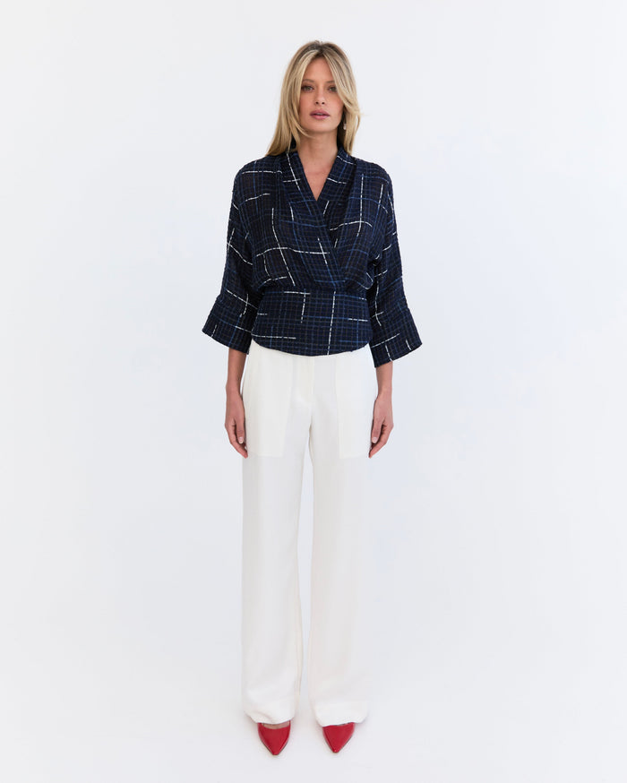 Eder by Anna Marlene Pant in ivory silk wool