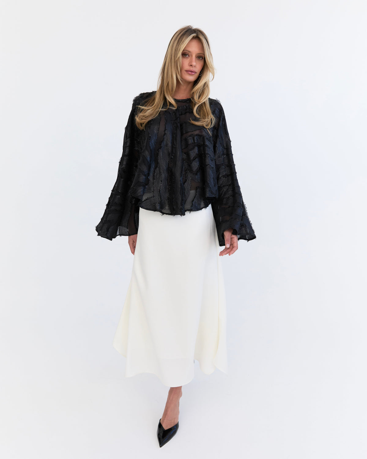 Eder by Anna Sensuel A-line midi skirt in ivory