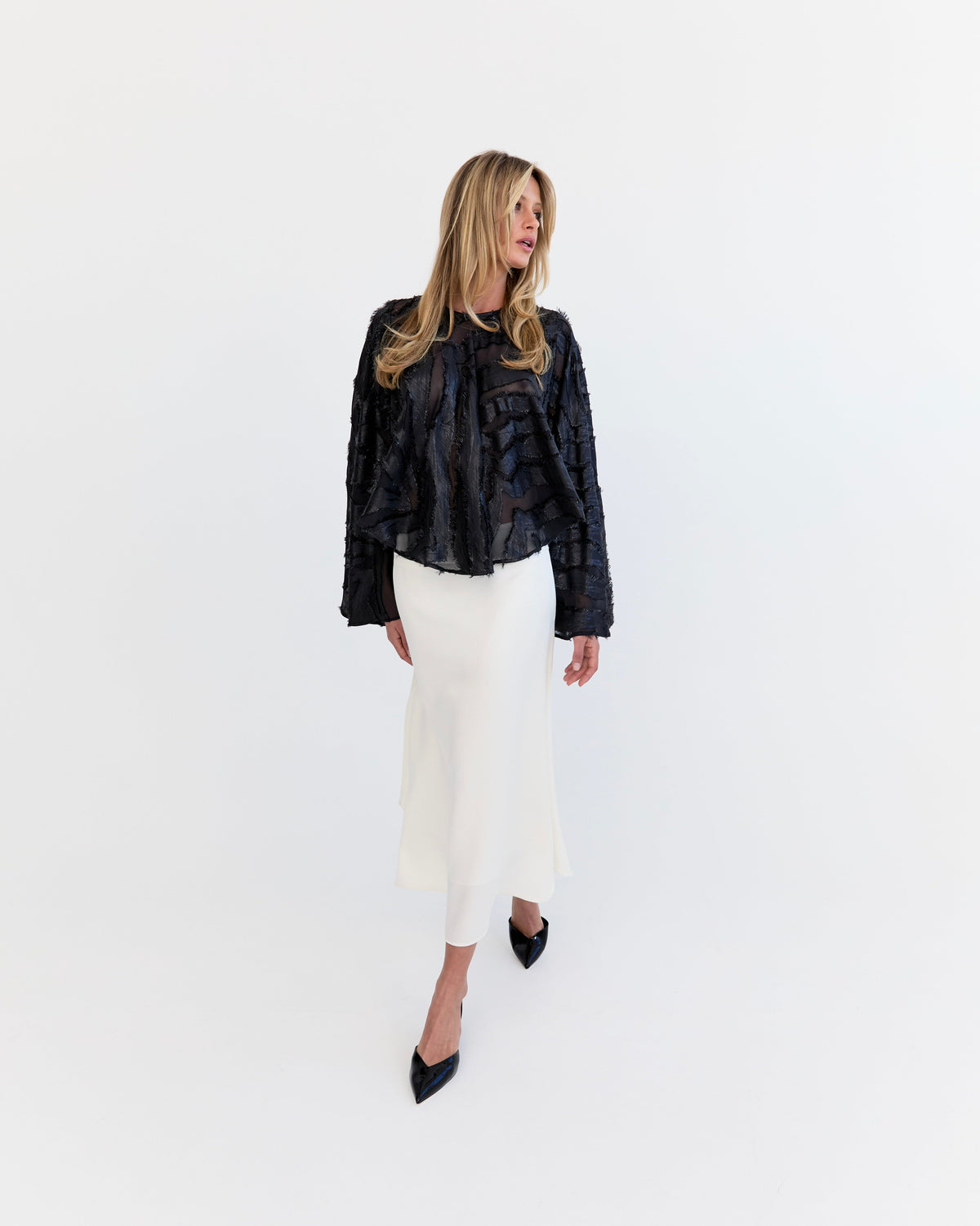 Eder by Anna Sensuel A-line midi skirt in ivory