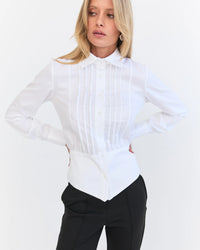 Eder by Anna - Andrea Tuxedo Pleated White Shirt