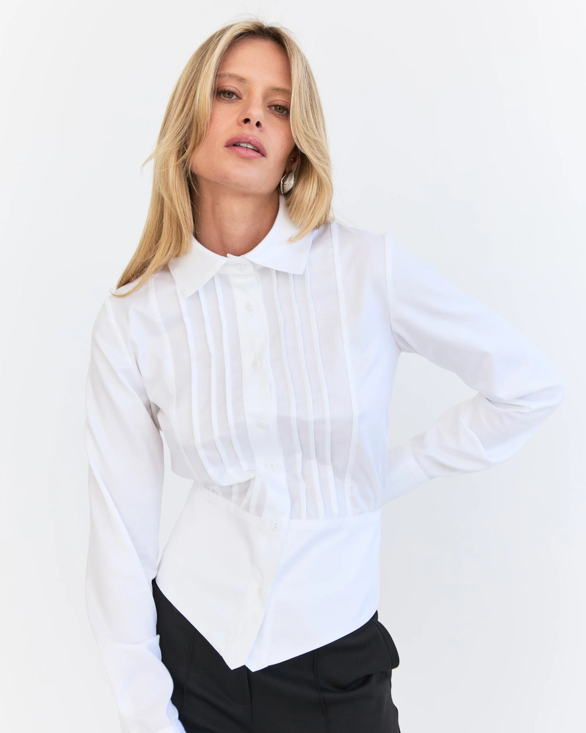 Eder by Anna - Andrea Tuxedo Pleated White Shirt