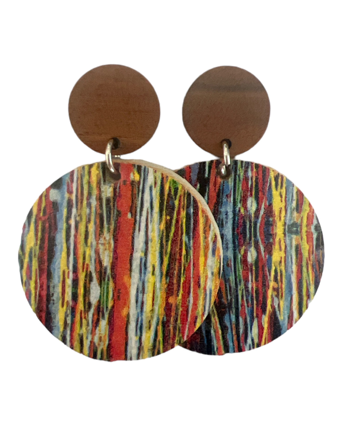 Blue Poles - Cork & Wood Earrings