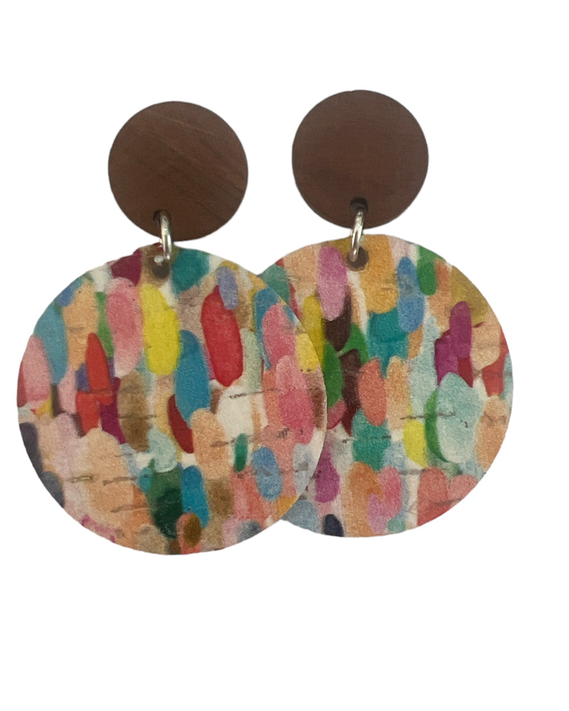 Summer Rain (coloured) - Cork & Wood Earrings