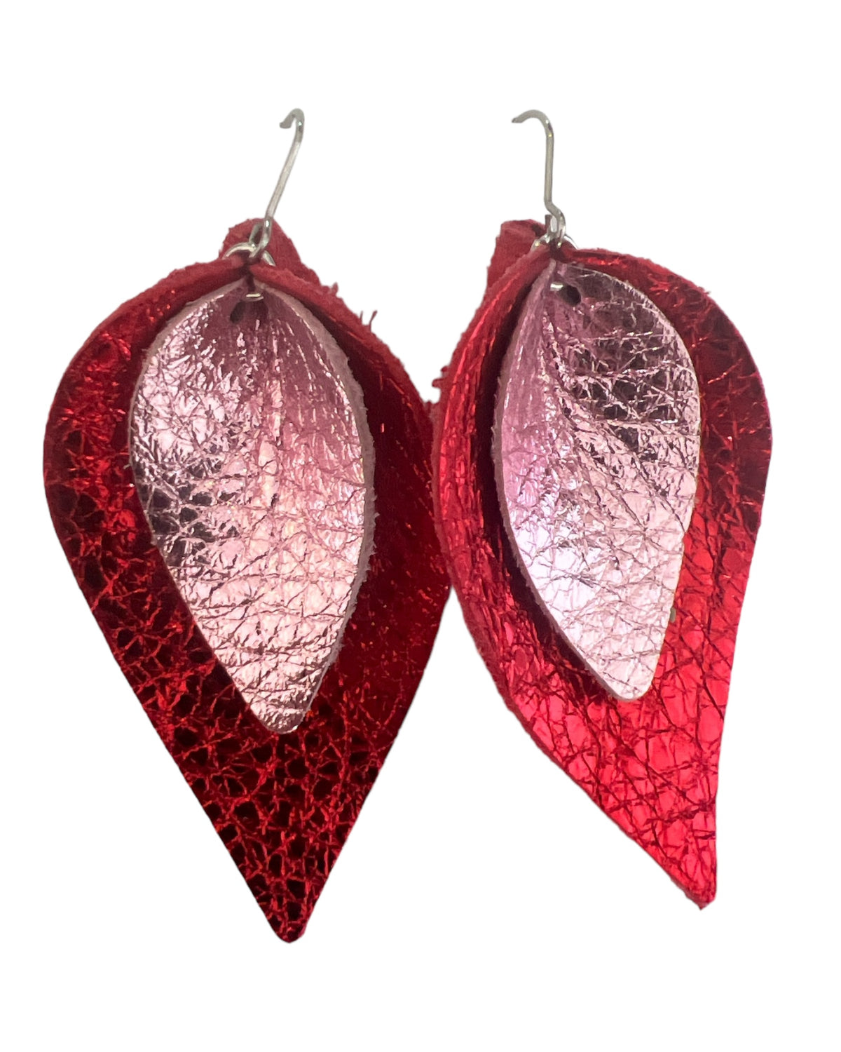 Pink & Red - Stacked Petal Earrings
